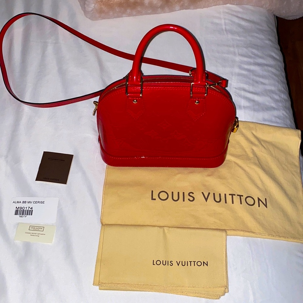 💯 Authentic Louis Vuitton Alma BB in Cerise